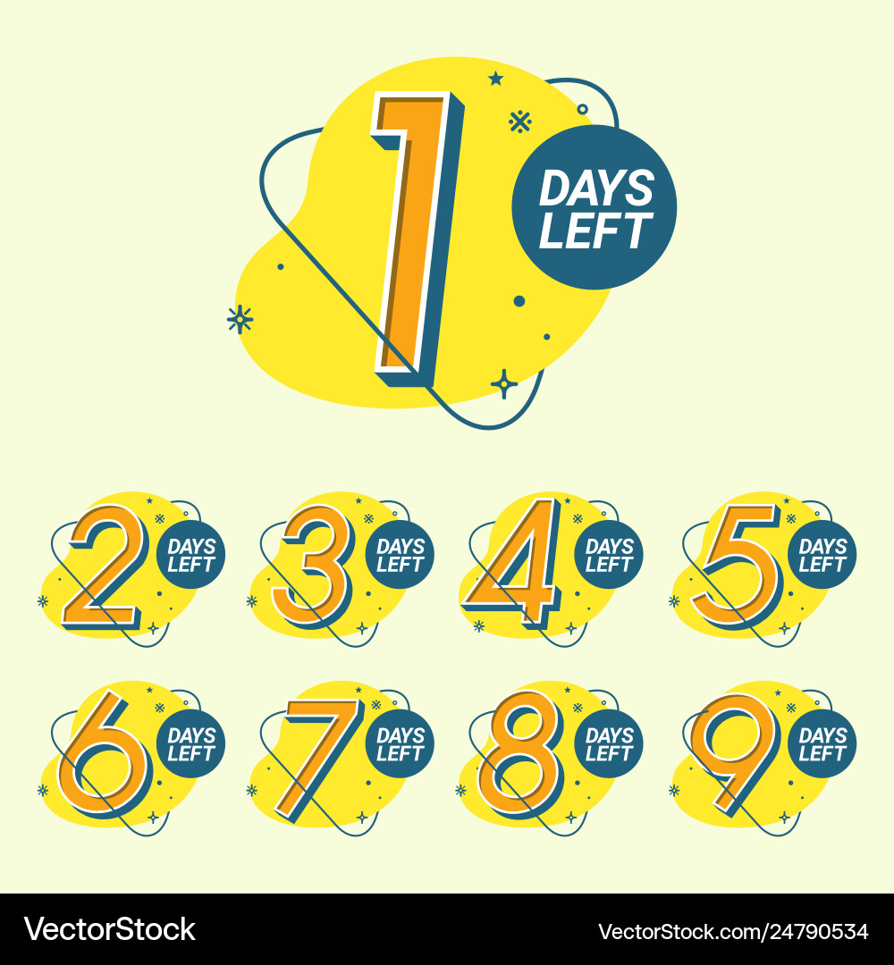 Set number days left countdown template vector image