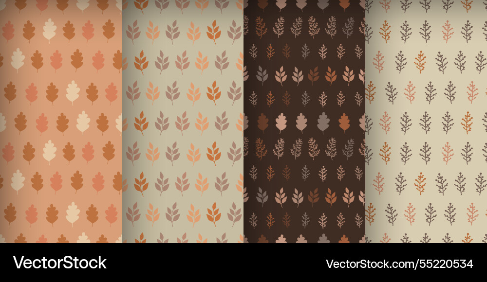 Set of autumn patterns with leaves Set of autumn patterns with leaves vector image