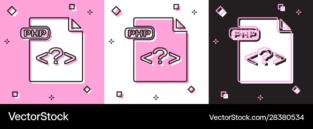 Set php file document download button icon Set php file document download button icon Vector Image