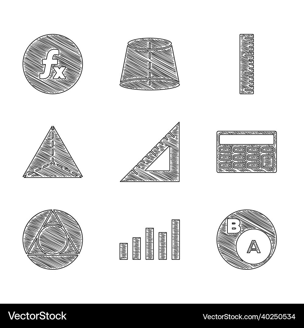 Set triangular ruler graph schedule chart Set triangular ruler graph schedule chart vector image