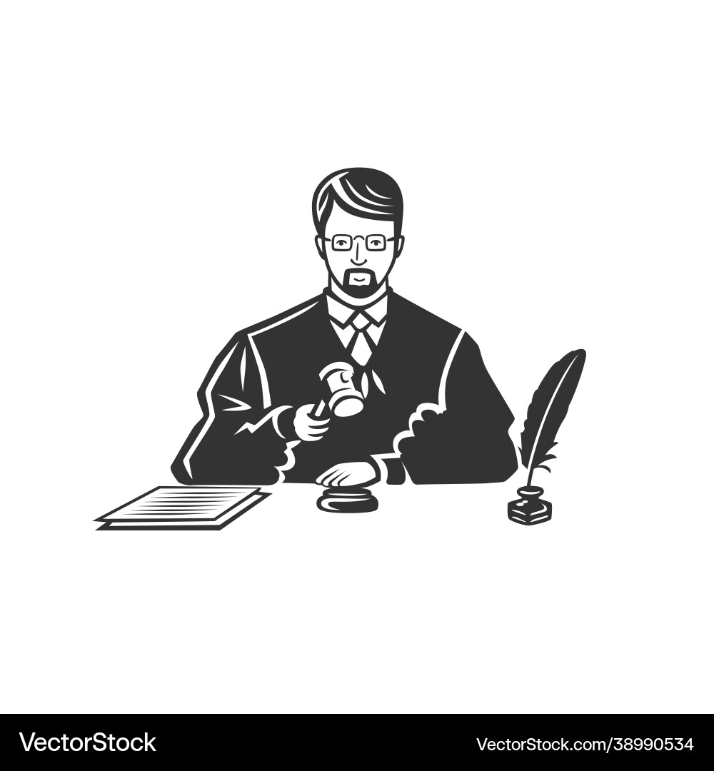 Sitting judge makes a decision Sitting judge makes a decision vector image