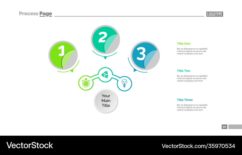 Three circles workflow slide template vector image