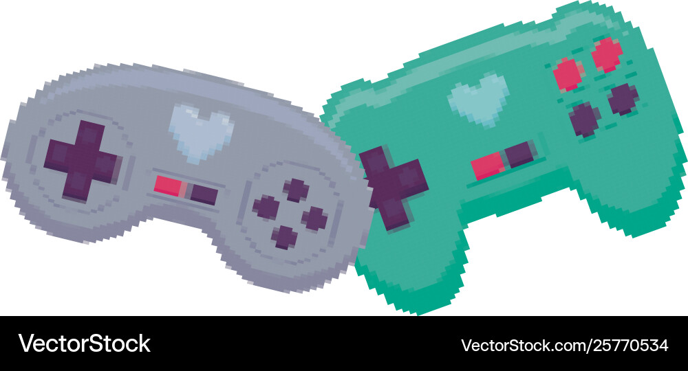 Video game controls pixelate icon Vector Image