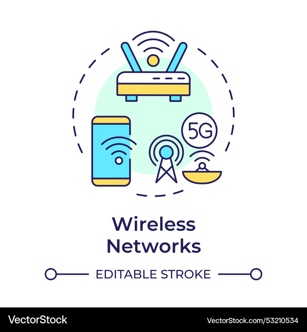 Wireless networks multi color concept icon Wireless networks multi color concept icon vector image