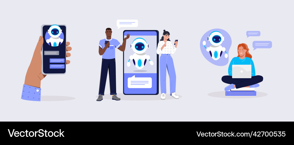 Ai assistant support and faq concept Ai assistant support and faq concept vector image