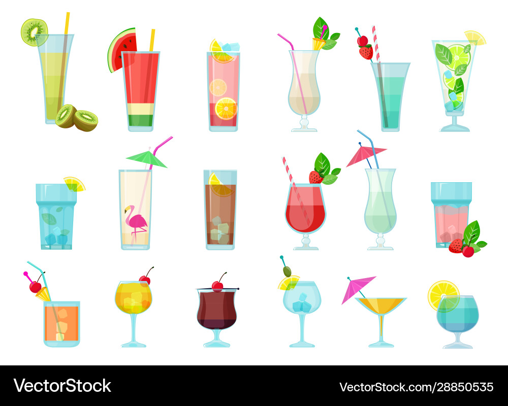 Cocktails Gläser mit alkoholischen Getränken Cocktails Gläser mit alkoholischen Getränken vektorbild