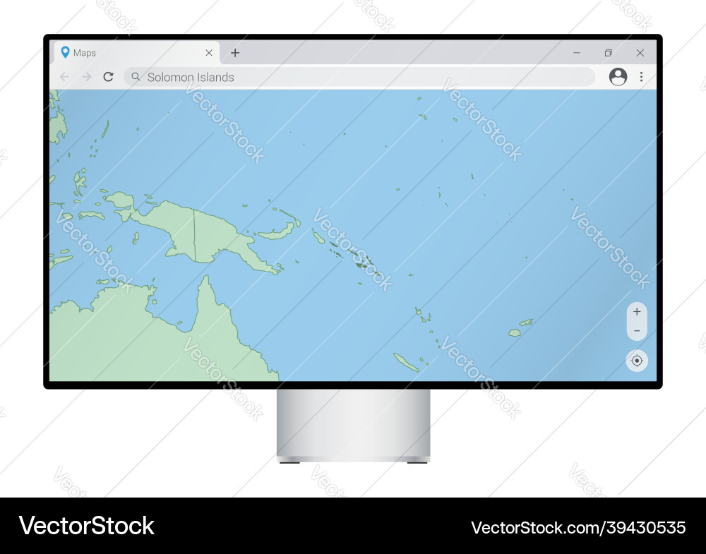 Computer monitor with map of solomon islands Vector Image