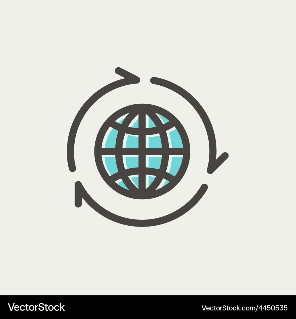 Globe with arrow around thin line icon vector image
