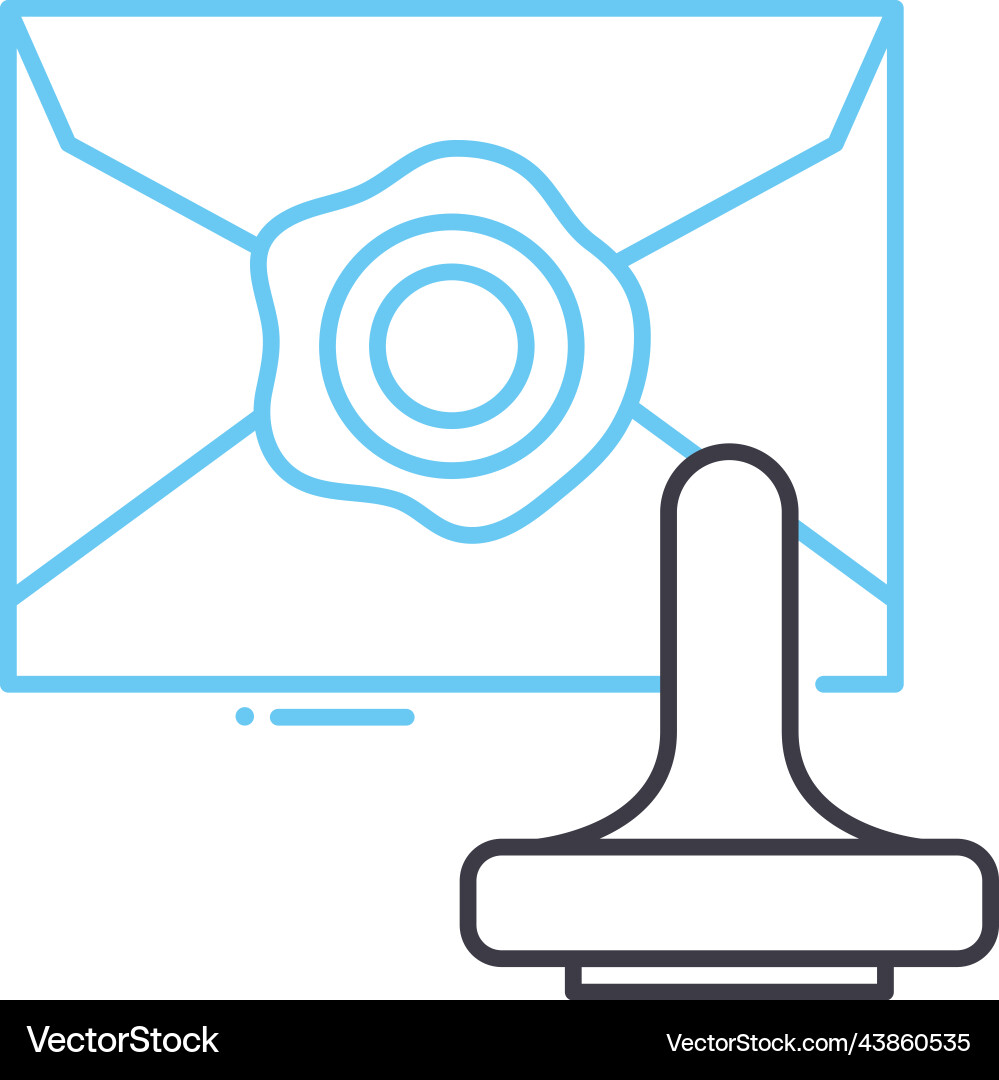 Letter seal stamp line icon outline symbol Letter seal stamp line icon outline symbol vector image