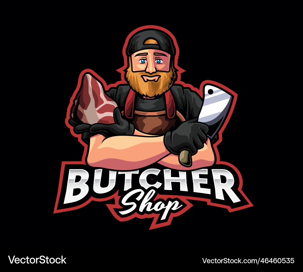 Metzger Maskottchen Logo Design Metzger Maskottchen Logo Design vektorbild