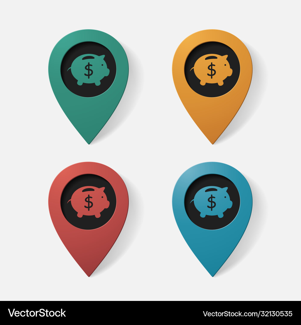 Realistic color pointer moneybox pig Realistic color pointer moneybox pig vector image