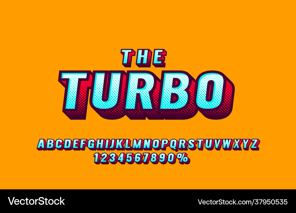 Retro turbo font set collection letters Retro turbo font set collection letters Vector Image