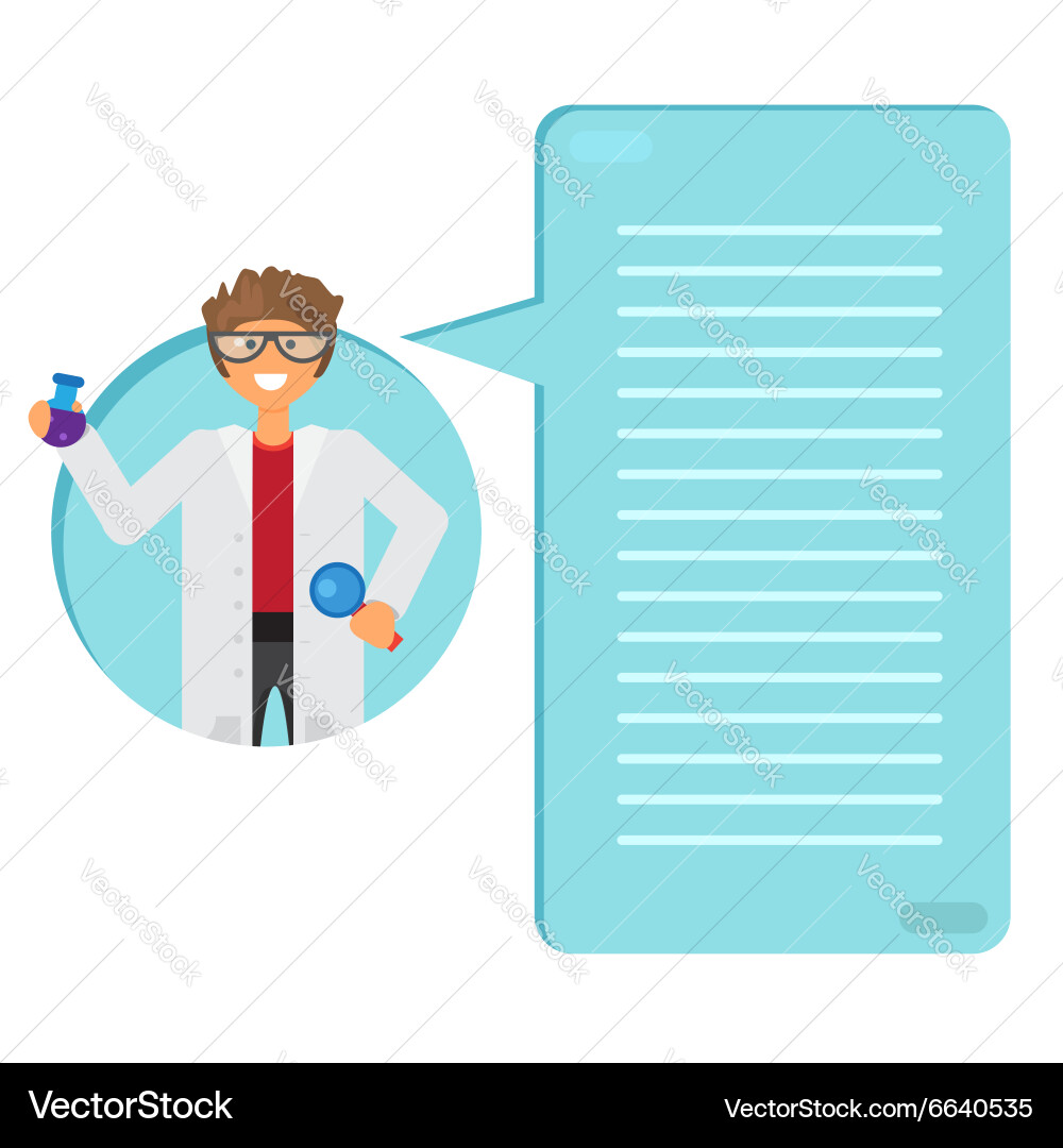 Scientist learning substance in flask Vector Image