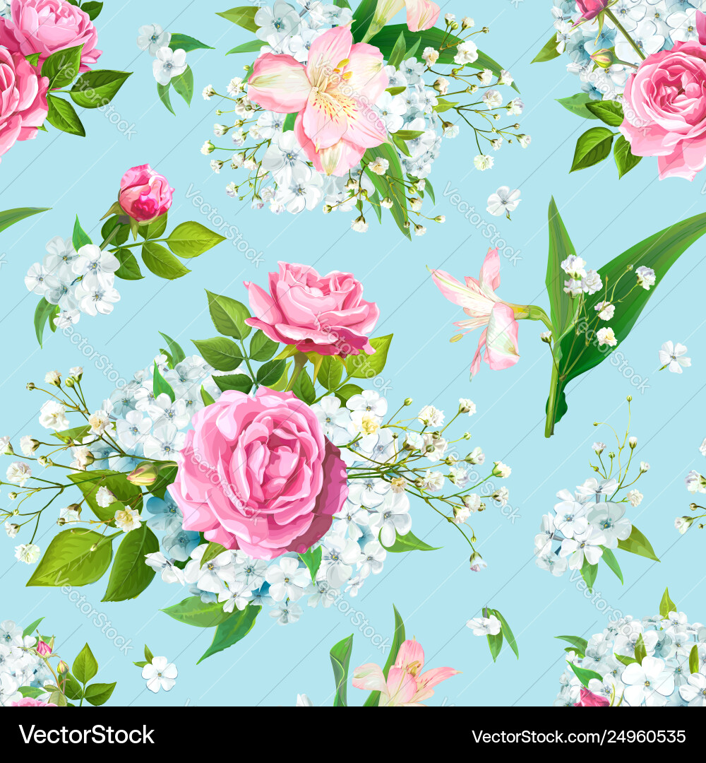 Seamless pattern with rose flowers Seamless pattern with rose flowers vector image