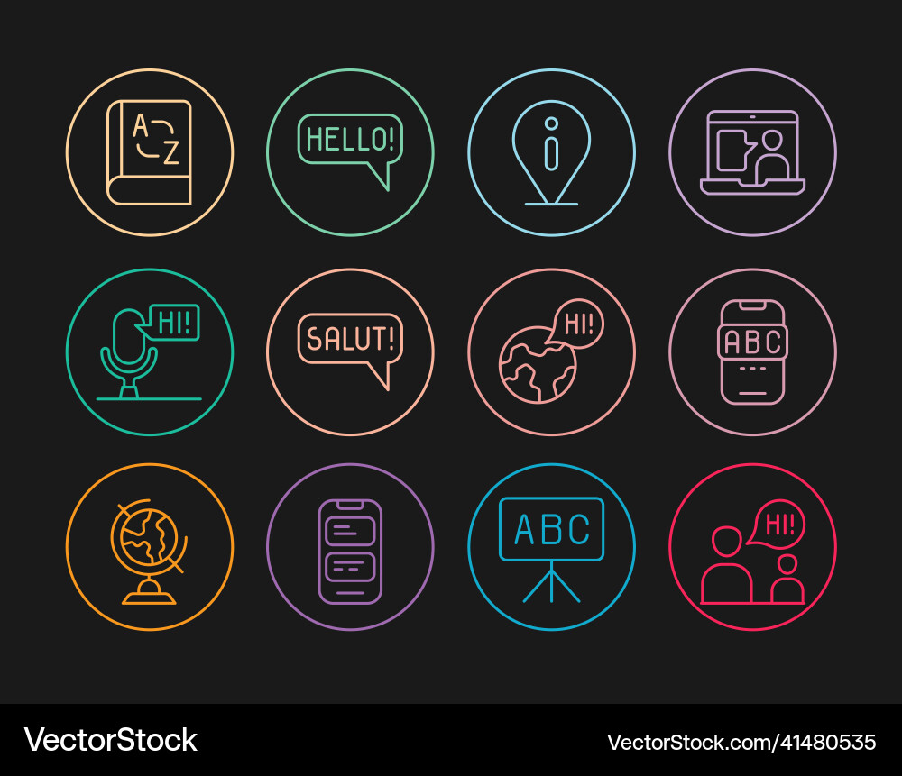 Set line two sitting men talking foreign language Set line two sitting men talking foreign language vector image