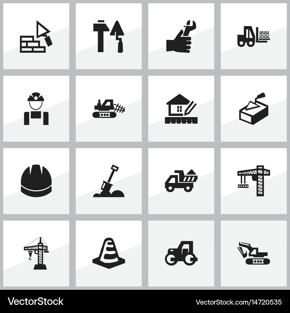 Set of 16 editable building icons includes vector image