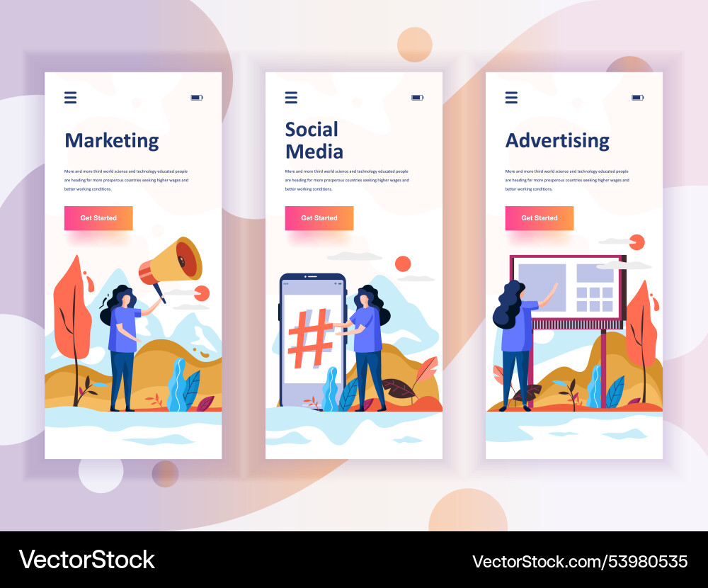Set of onboarding screens user interface kit Set of onboarding screens user interface kit vector image