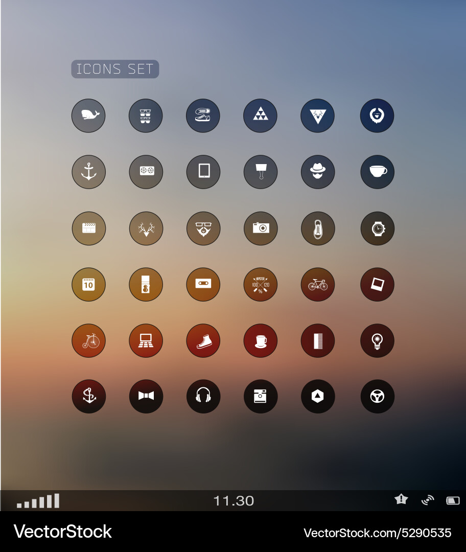 Set of web plat icons on blur vector image