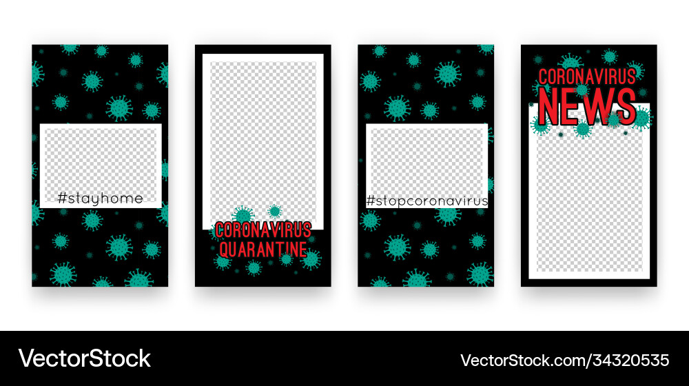 Templates set with virus pattern for social media vector image