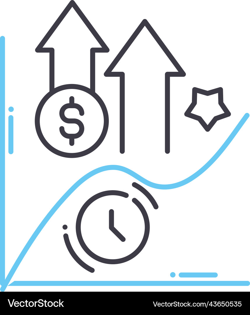 Yield curve line icon outline symbol Yield curve line icon outline symbol vector image