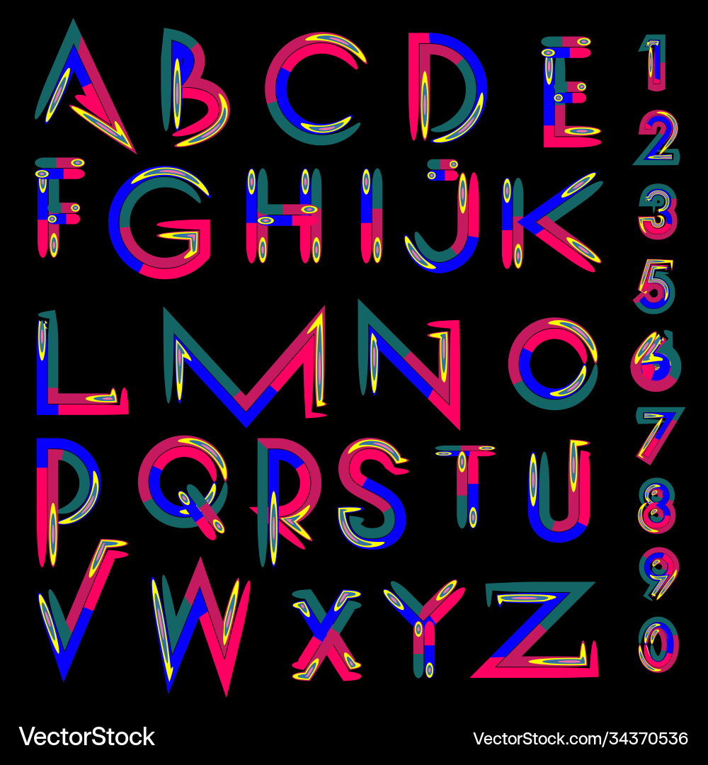 Abstract colorful font and alphabet Abstract colorful font and alphabet vector image