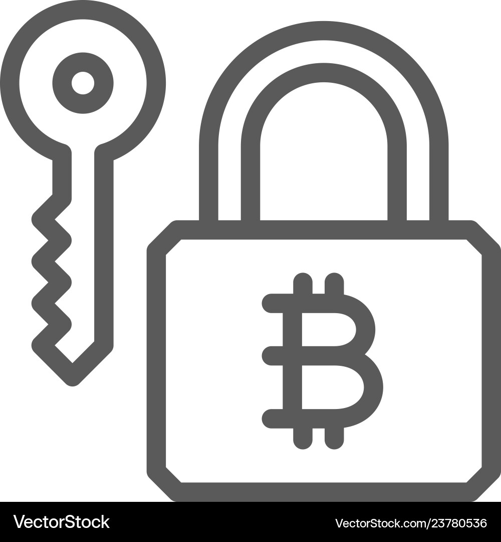 Bitcoin lock with key cryptocurrency blockchain Bitcoin lock with key cryptocurrency blockchain vector image