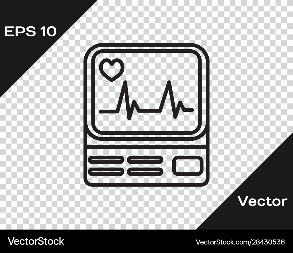 Black line computer monitor with cardiogram icon Black line computer monitor with cardiogram icon vector image