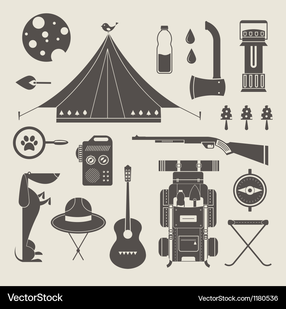 Camping Icons Set Royalty Free Vector Image - VectorStock