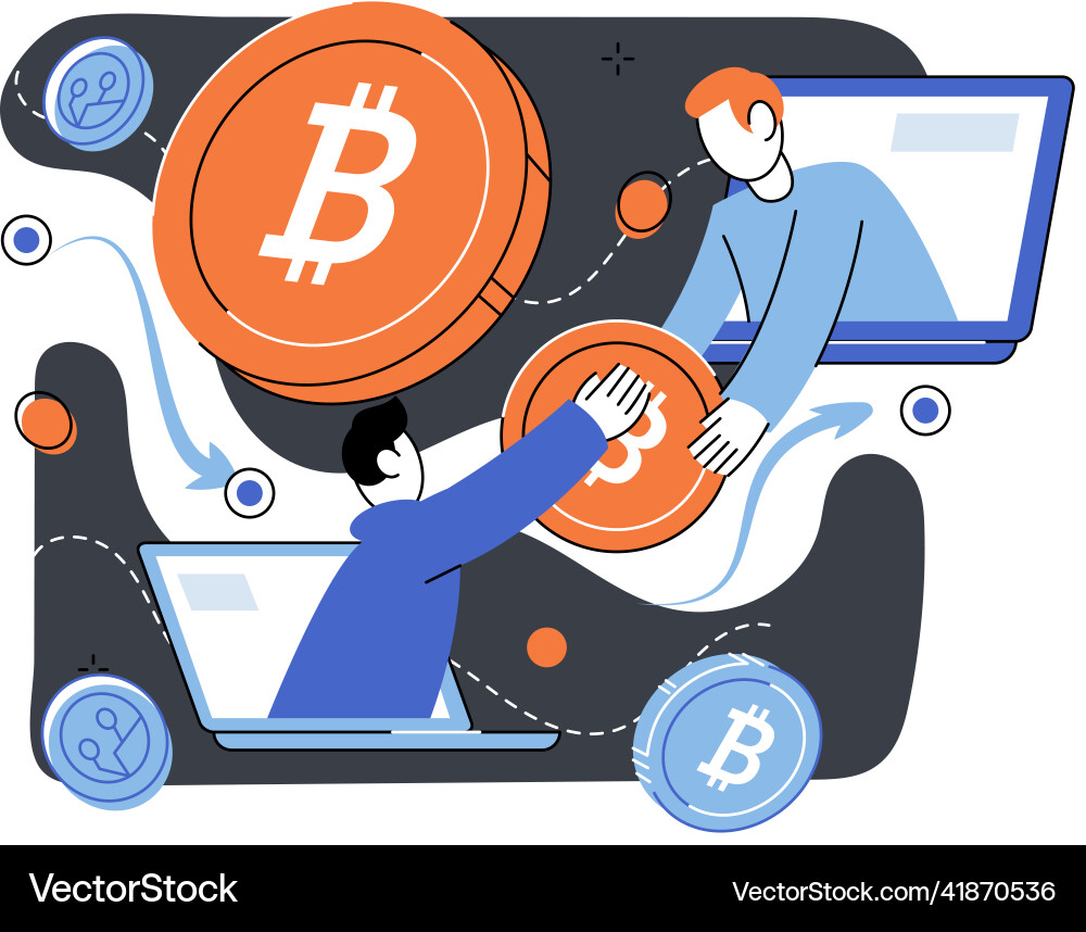Cryptocurrency bitcoin mining metaphor blockchain Cryptocurrency bitcoin mining metaphor blockchain vector image