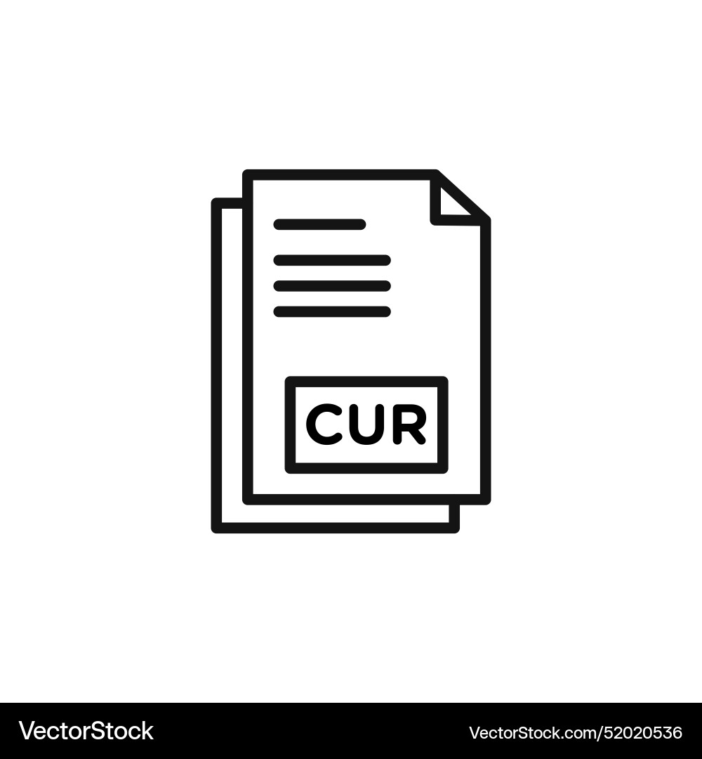 Cur file document icon outline collection in black Cur file document icon outline collection in black vector image