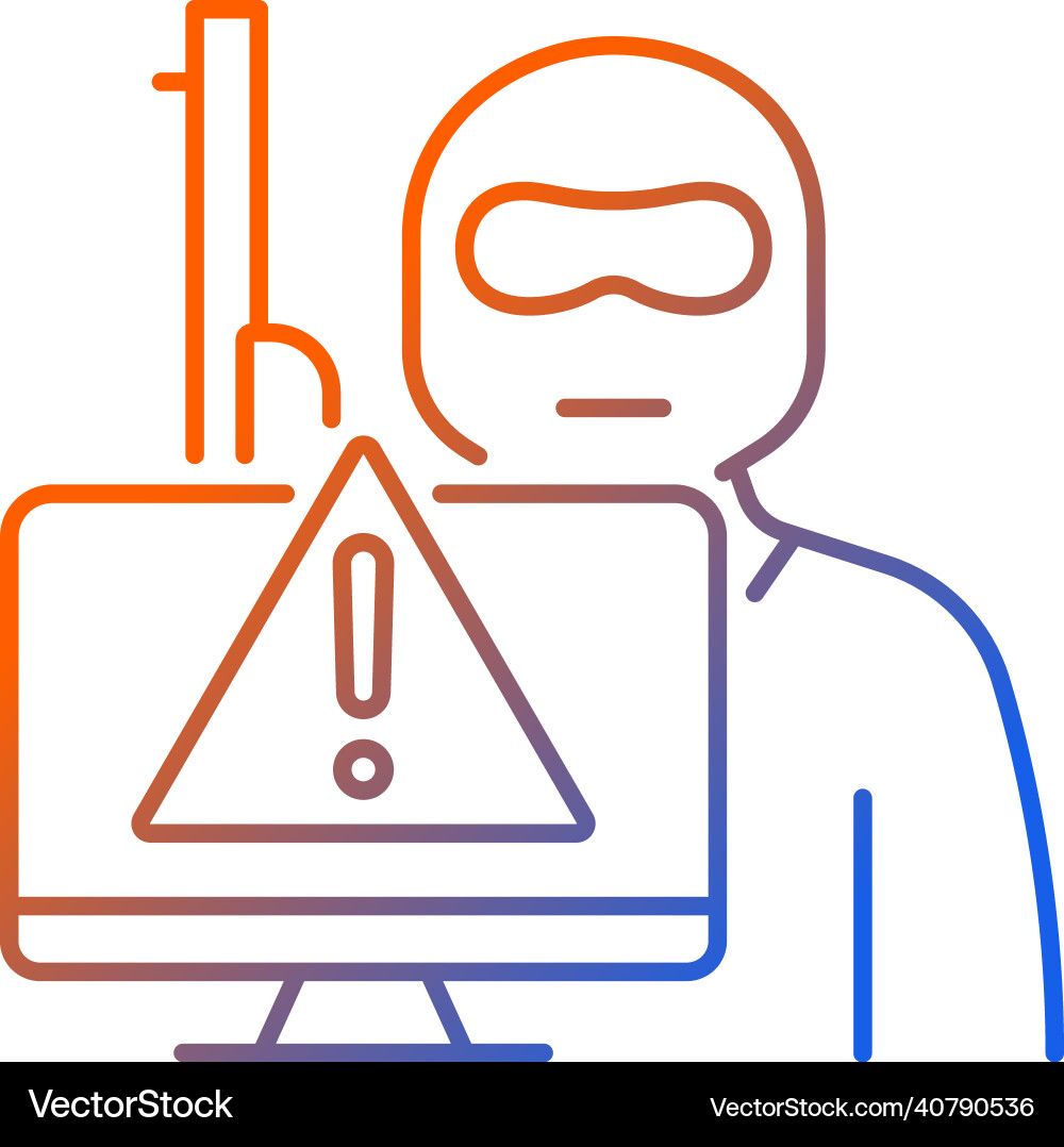 Cyberterrorism gradient linear icon Cyberterrorism gradient linear icon vector image