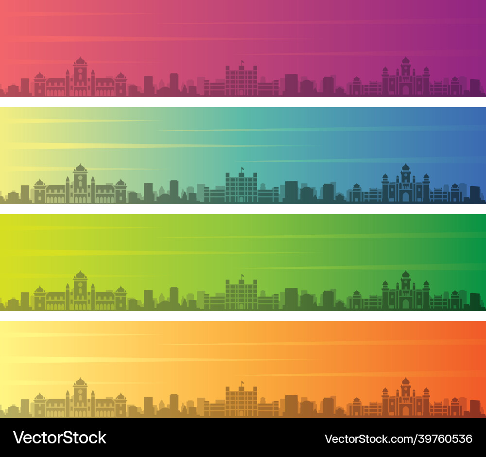 Indore multiple color gradient skyline banner Vector Image