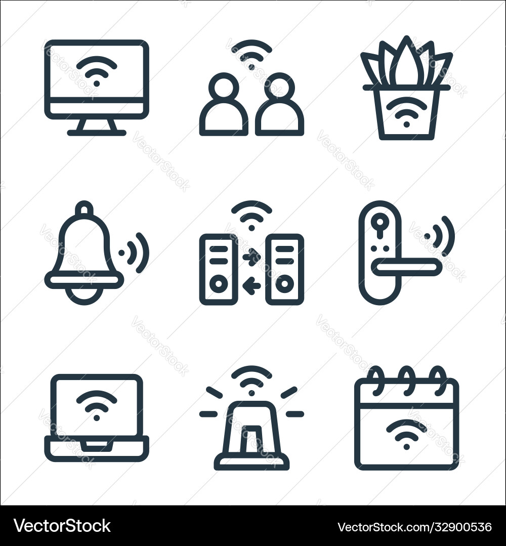 Internet things line icons linear set quality Internet things line icons linear set quality vector image