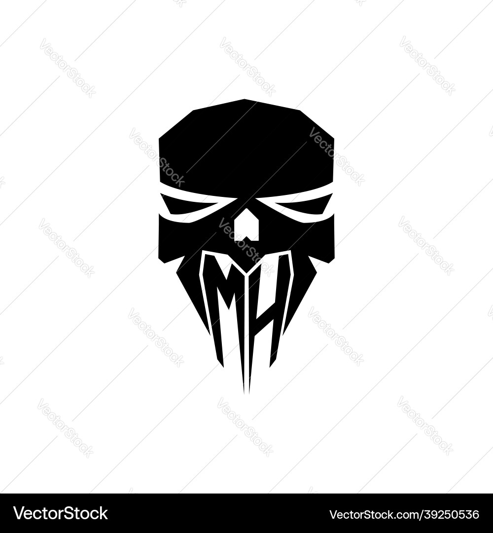 Mh initial head skull esport logo Mh initial head skull esport logo vector image