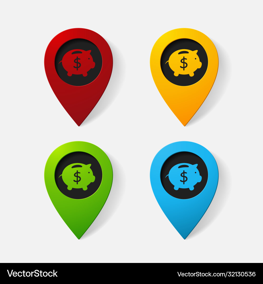Realistic color pointer moneybox pig vector image