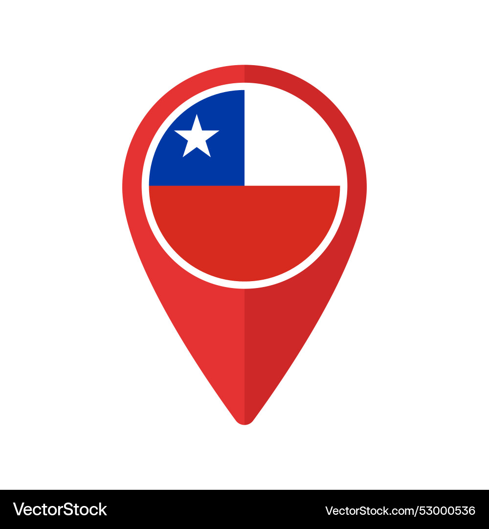 Red map marker with chile round flag Red map marker with chile round flag Vector Image