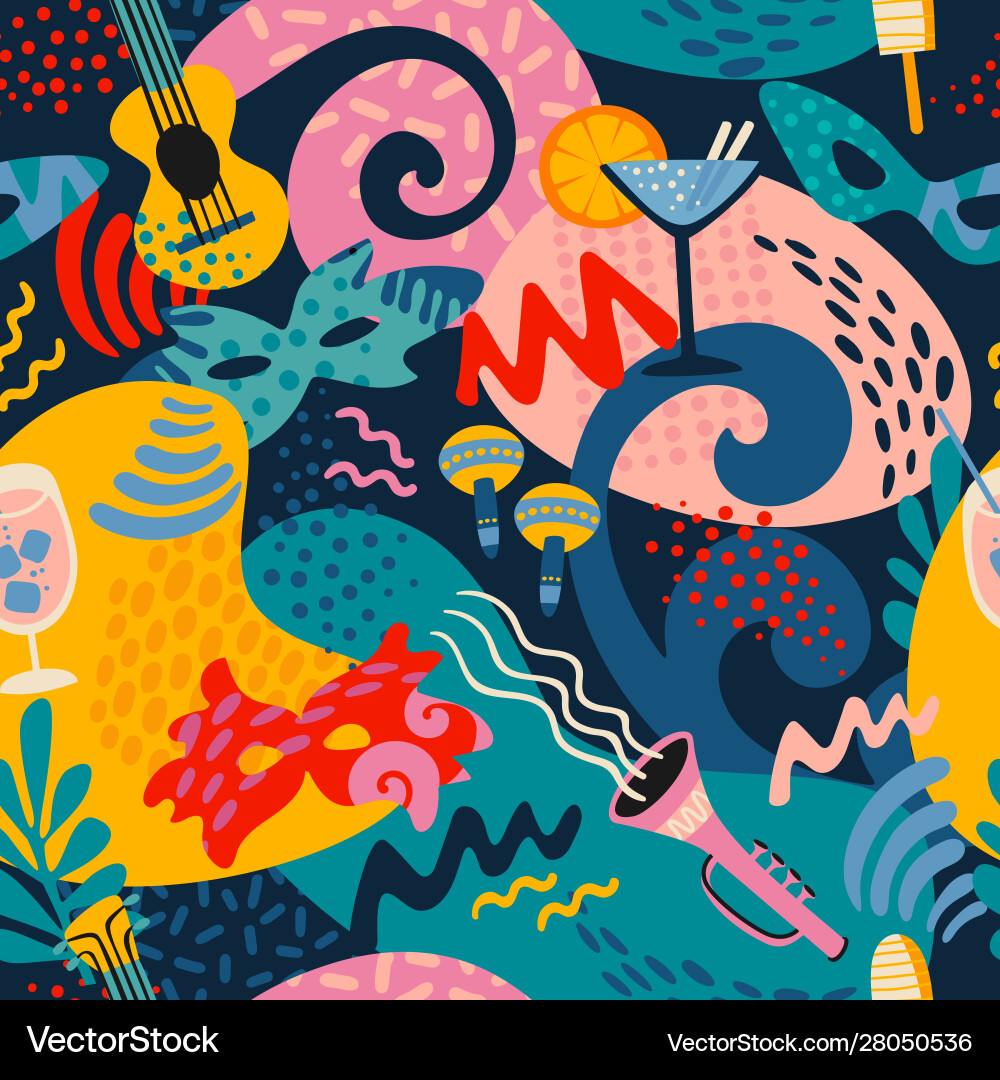 Seamless pattern with carnival objects