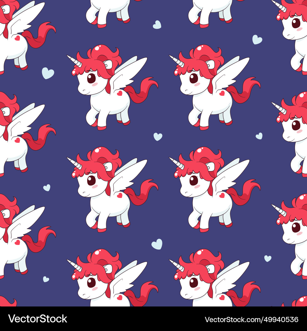 Seamless pattern with unicorn and hearts Vector Image