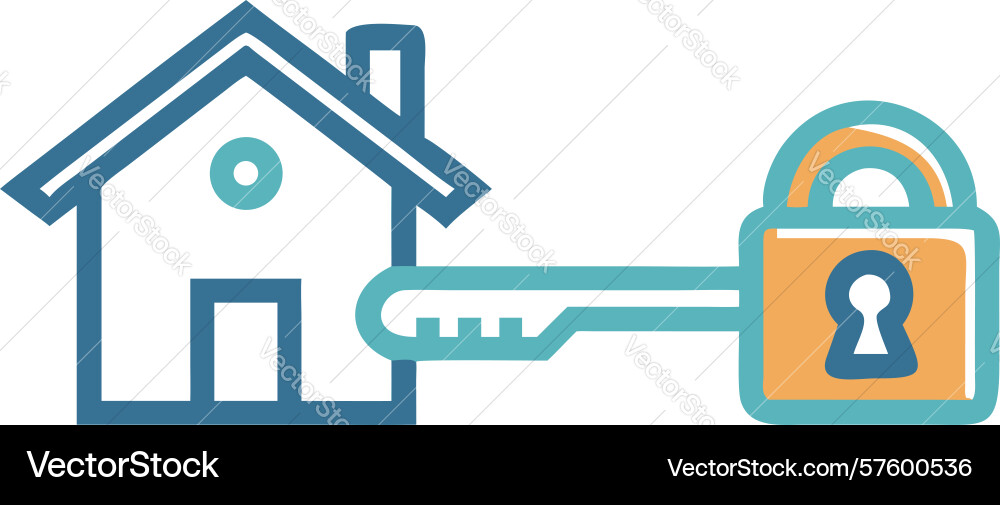 Secure home access icon key padlock property vector image