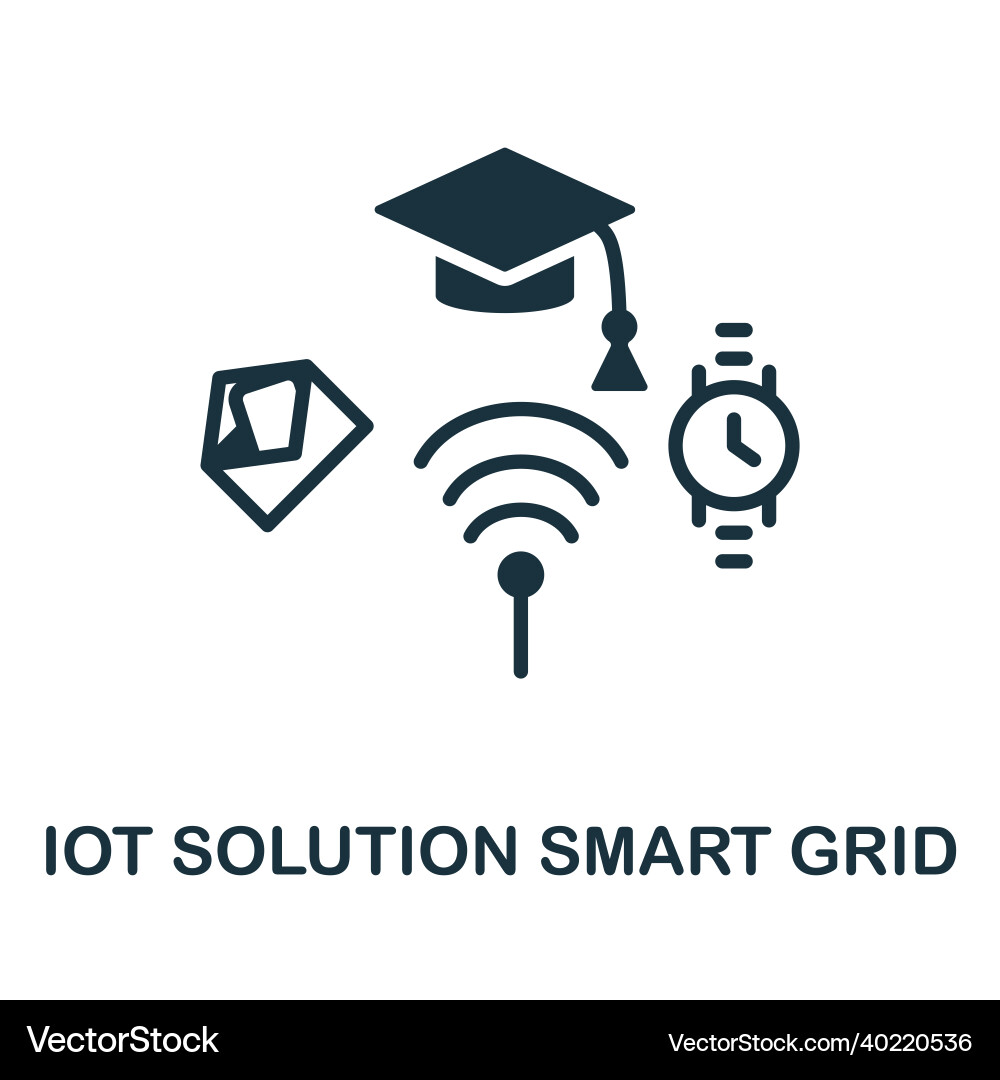 Smart grid icon monochrome sign from iot solution Smart grid icon monochrome sign from iot solution vector image