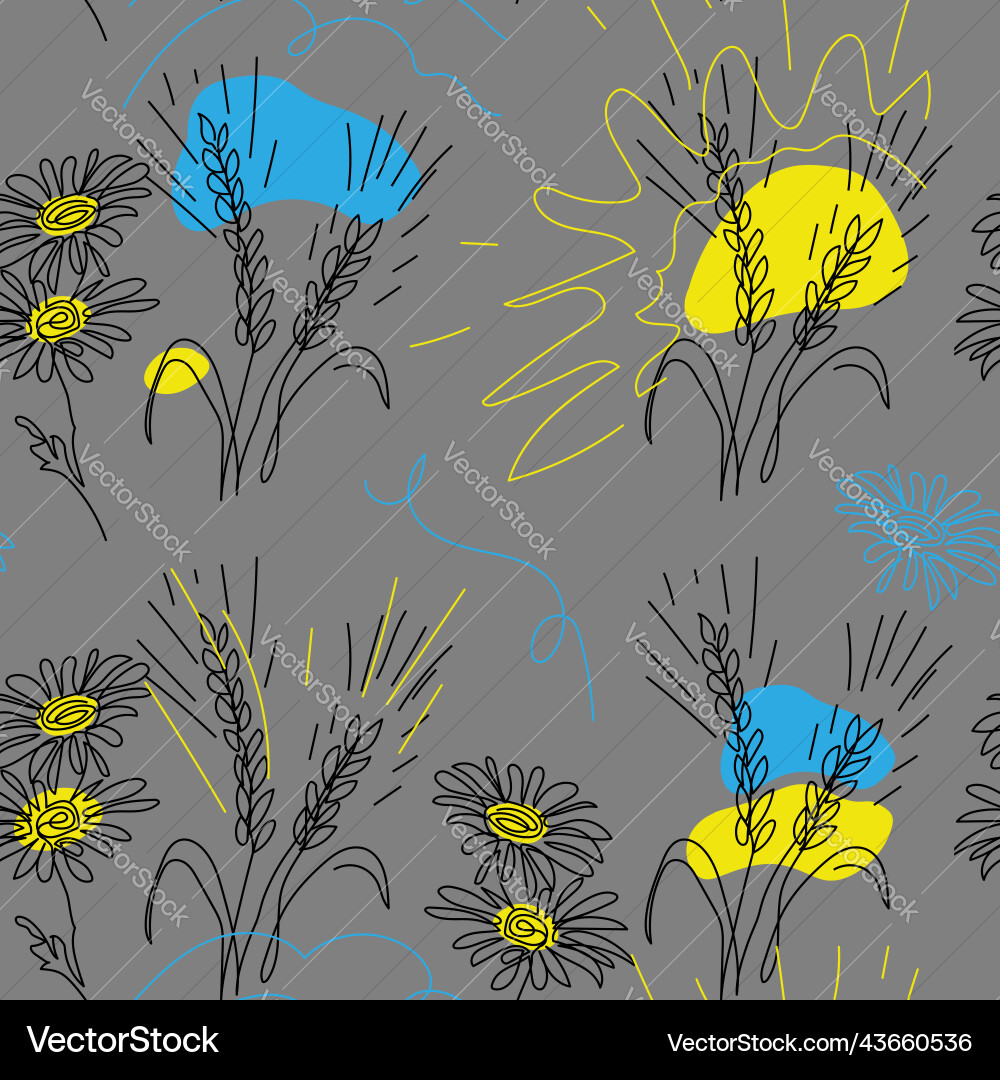 Wheat spikelet pattern on grey background Wheat spikelet pattern on grey background vector image
