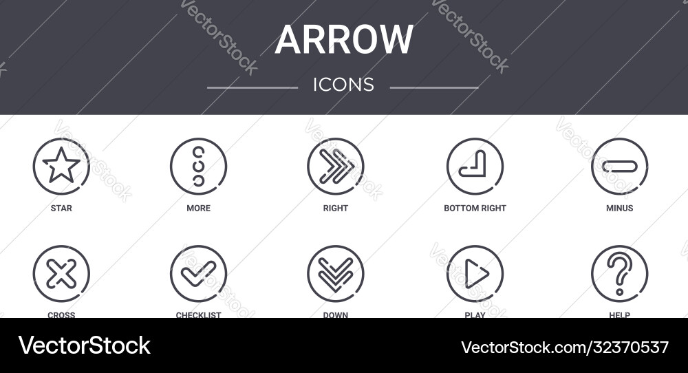Arrow concept line icons set contains Arrow concept line icons set contains vector image