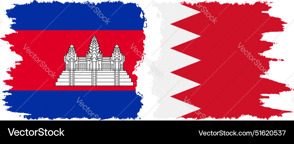Bahrain and cambodia grunge flags connection Bahrain and cambodia grunge flags connection vector image