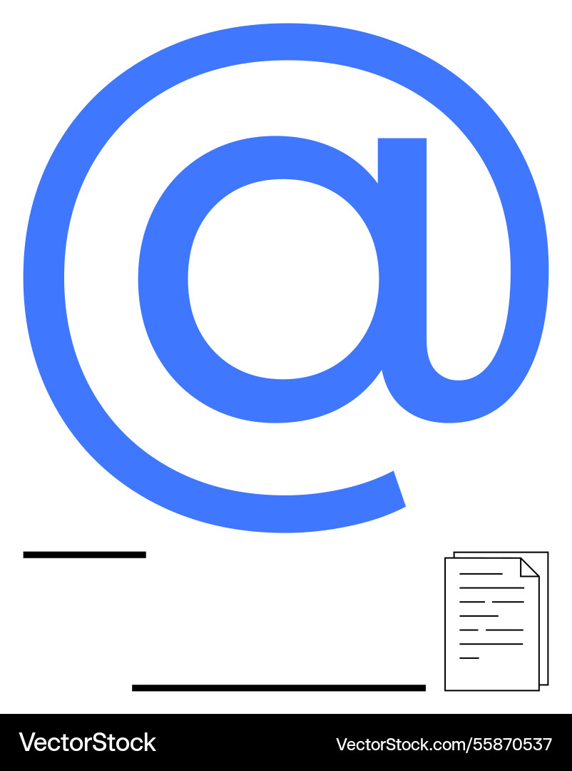 Blue at symbol with document icon representing Blue at symbol with document icon representing vector image
