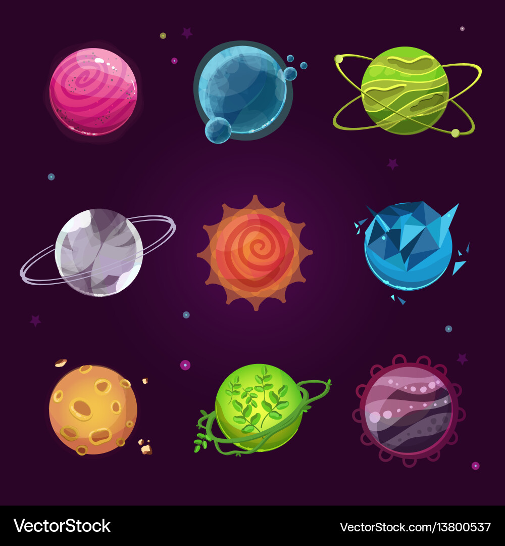 Cartoon Planet Icons - Space Collection Vector Image