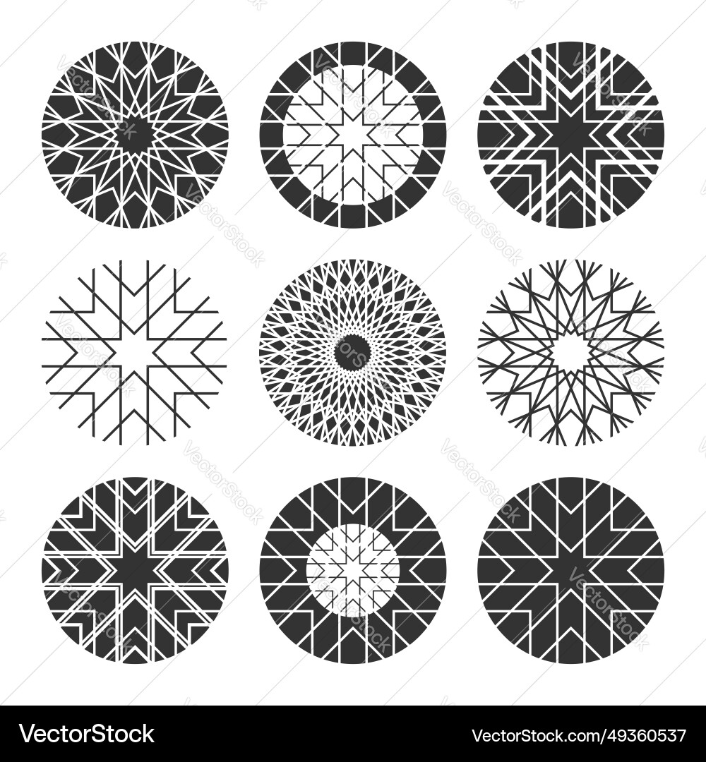 Circle patterns set vector image