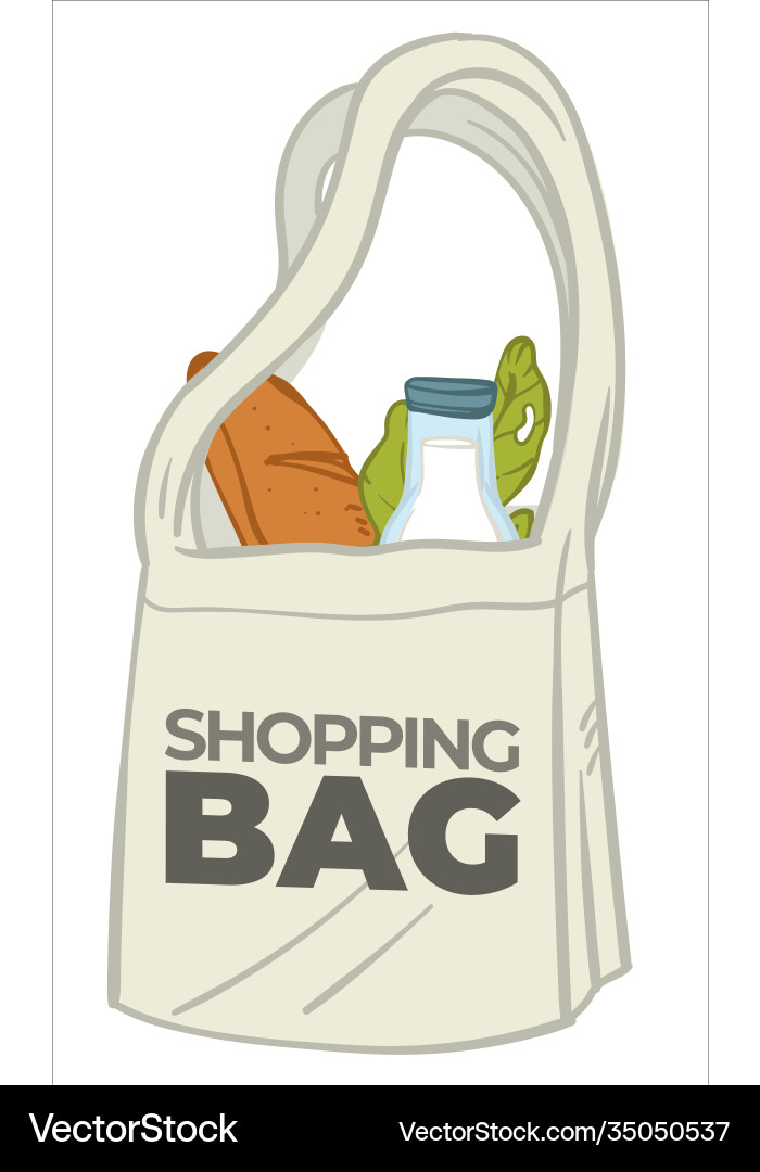 Ecological shopping bag with grocery products vector image