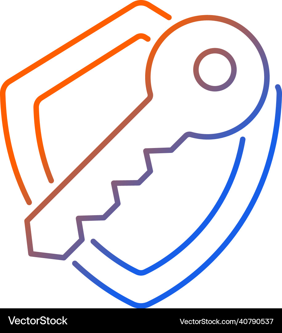Encryption key gradient linear icon Encryption key gradient linear icon vector image