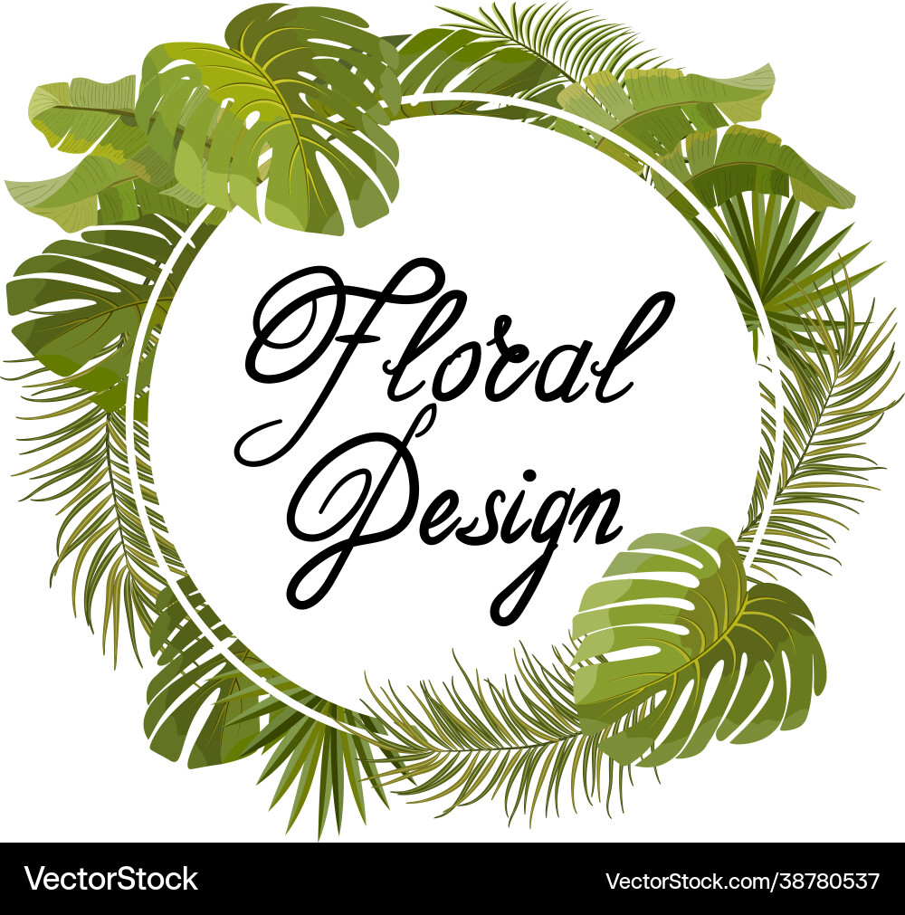 Frame with leaves and text Frame with leaves and text Vector Image