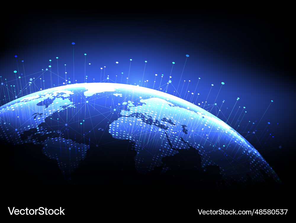 Global network connection world map point Global network connection world map point vector image